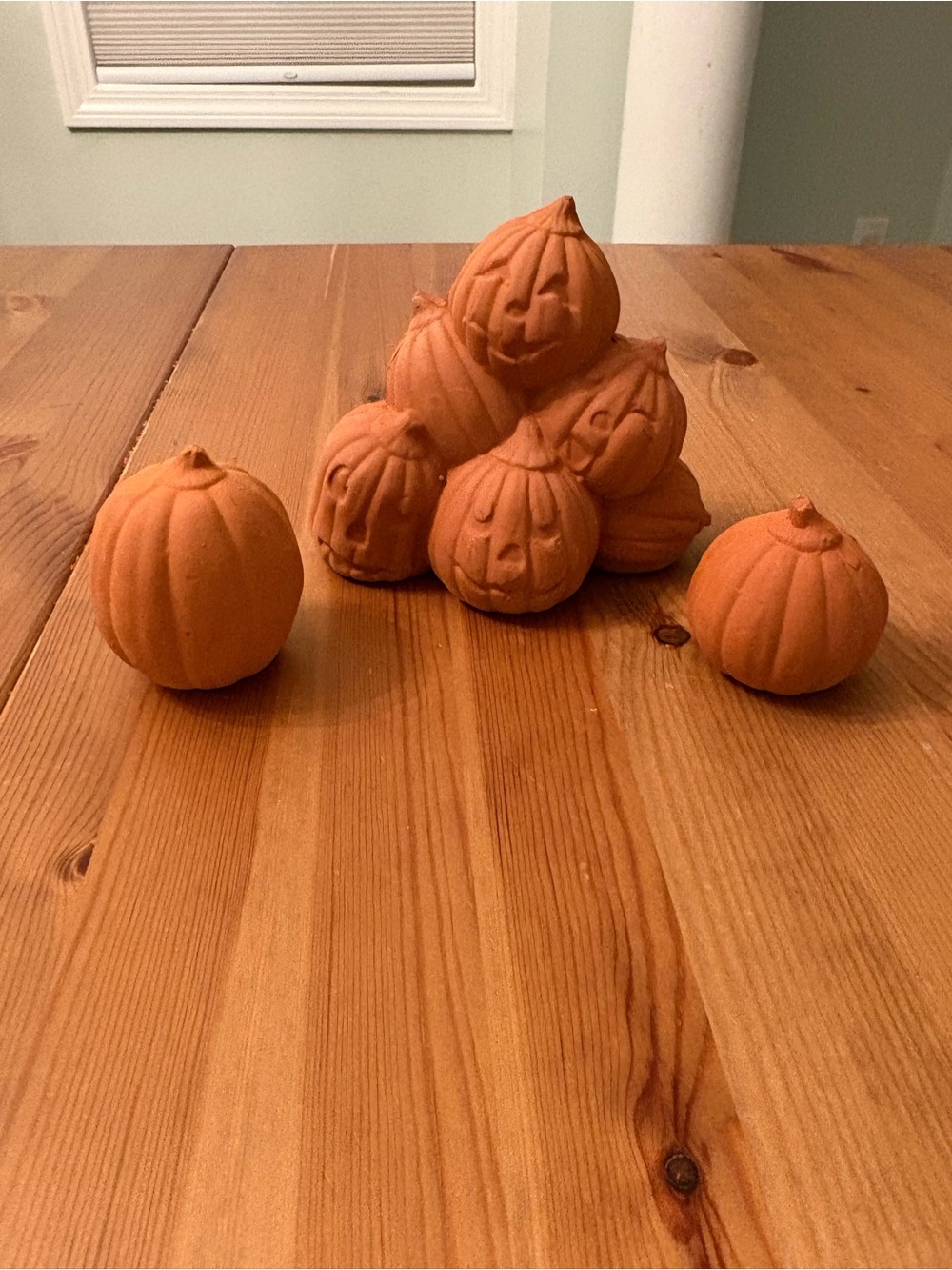 Terracotta Pumpkin Centerpiece Stack 3 Pc Set Harvest Fall Decor Jack O Lantern